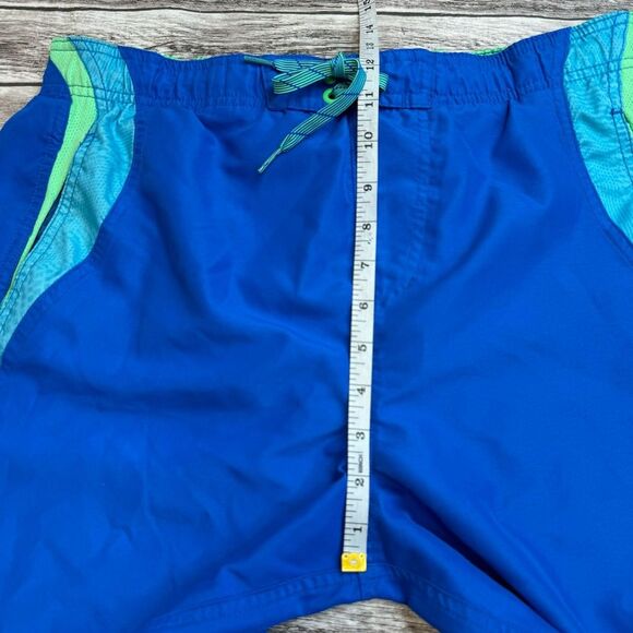Nike Men's Pull-On Swim Trunks Board Shorts Bright Blue Green S SM Small Logo - Picture 10 of 11
